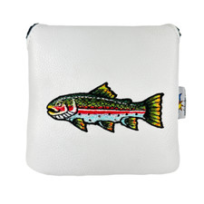Hand Embroidered Trout Sunfish Leather mallet putter golf headcover