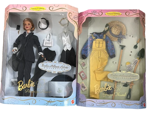 VINTAGE 1997 MATTEL BARBIE MILLICENT ROBERTS PINSTRIPE POWER DOLL & Green Thumb