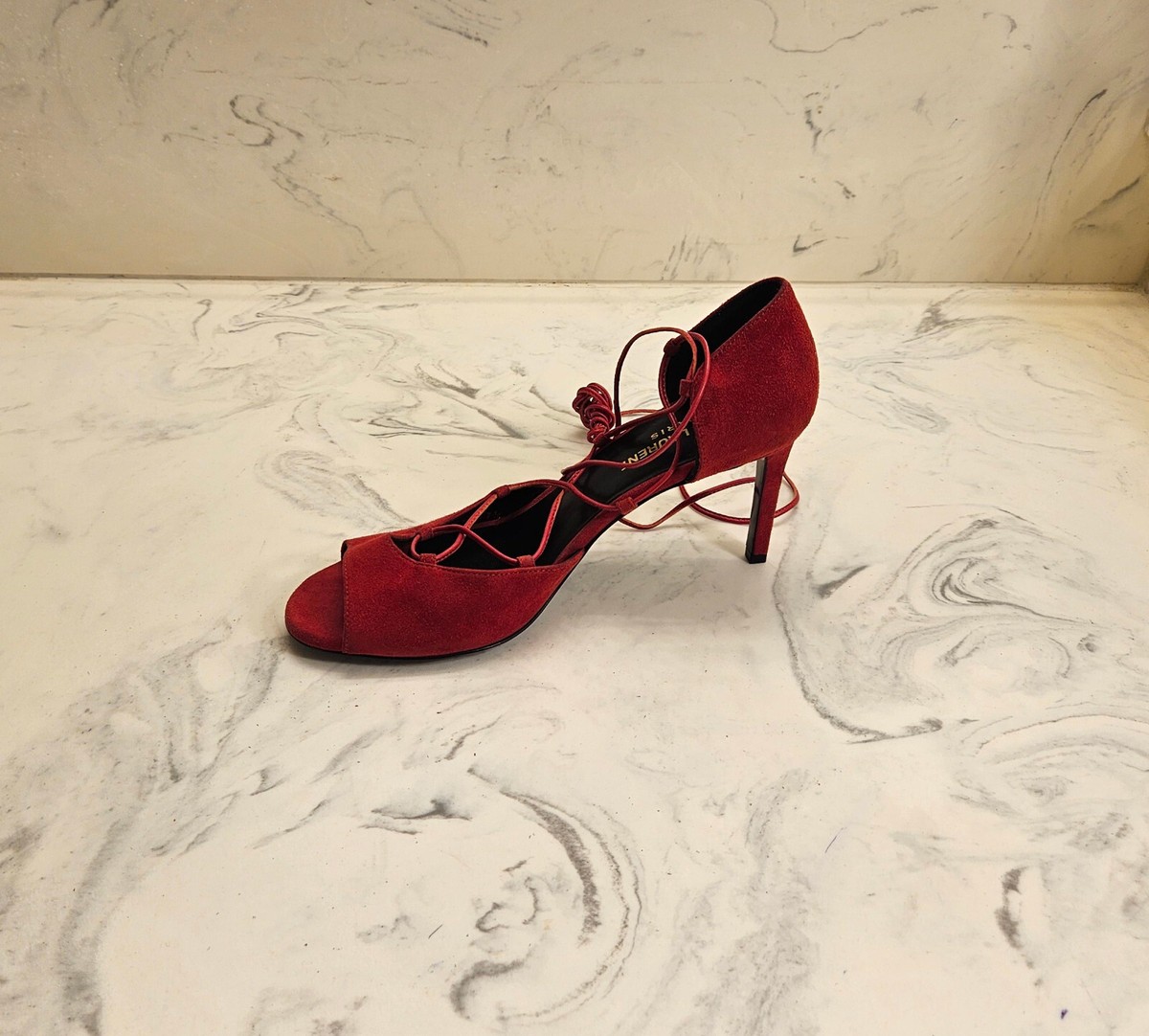 New! YSL Saint Laurent 'Kate' D'Orsay Pump Red Womens 7.5 US 37.5