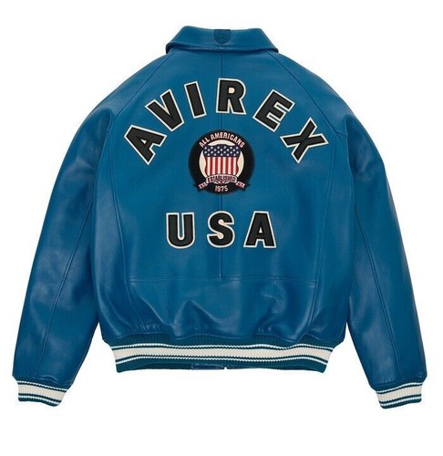 Men's Avirex Real Leather Bomber Jacket - Authentic American Pilot Flight Jacket - Picture 11 of 52