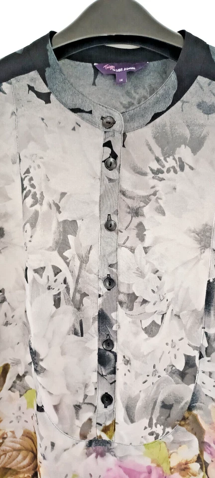 Túnica feminina floral transparente tamanho 10 etérea fada encantada jardim rosa caprichosa - Imagem 4 de 4