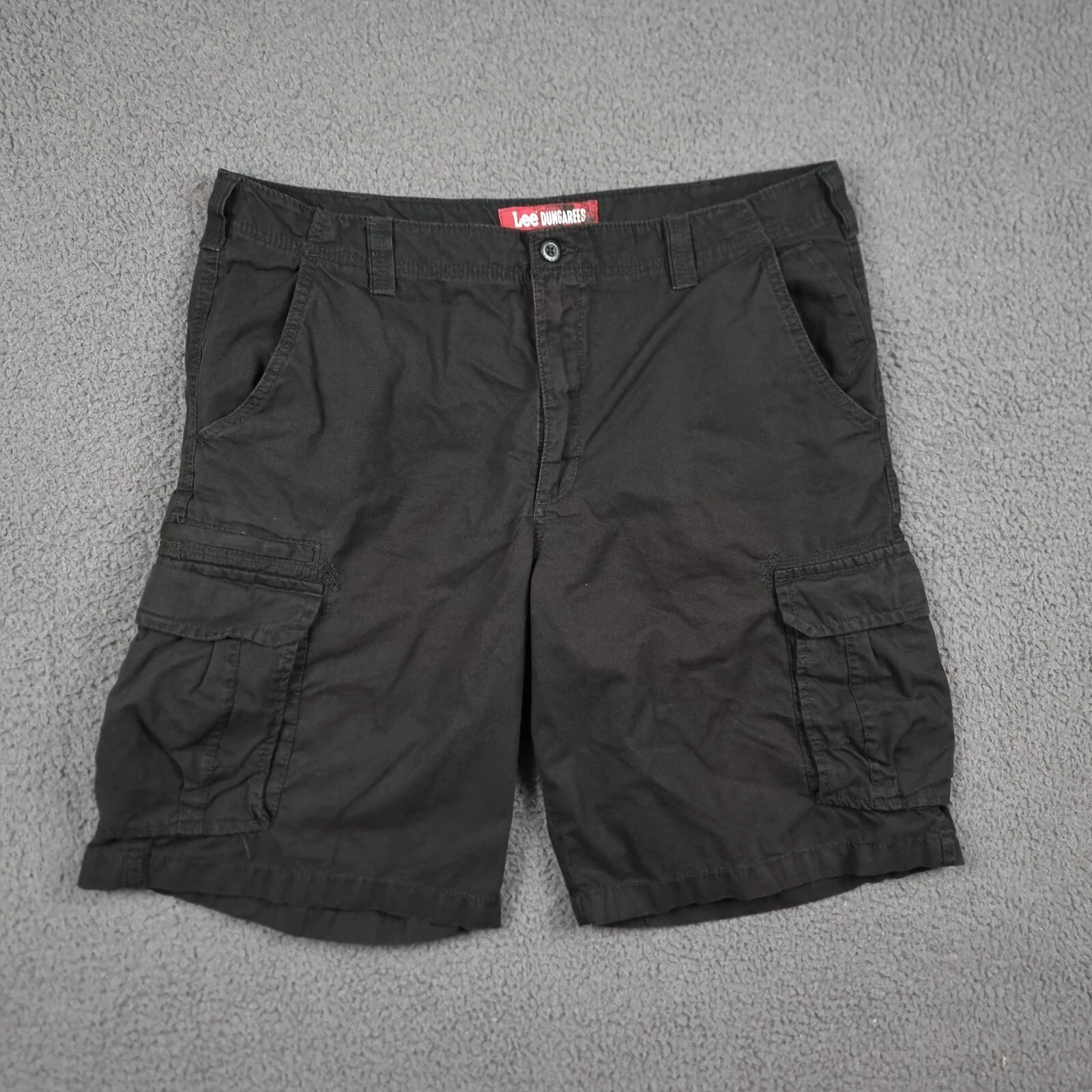 LEE Shorts Mens W38 Black Cargo Utility Chore Workwear Cotton Ripstop Canvas