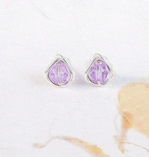 June Birthstone Alexandrite Crystal Stud Earrings Silver Handmade Gift Wrapped