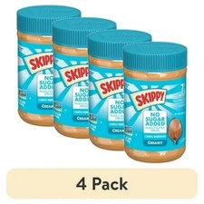  4 pack SKIPPY No Sugar Added Creamy Peanut Butter, 16 oz Plastic Jar