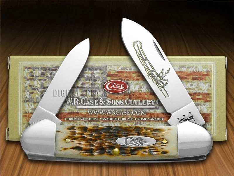 Case xx Knife Canoe Jigged Amber Bone Native American CS Pocket