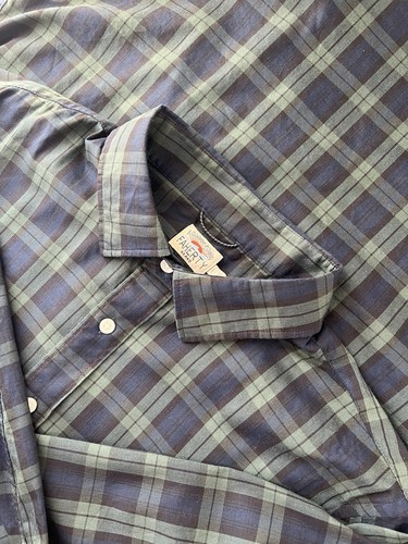 Faherty Blue/Green Plaid Flannel Button Down Shirt Men's Size Large Long Sleeve