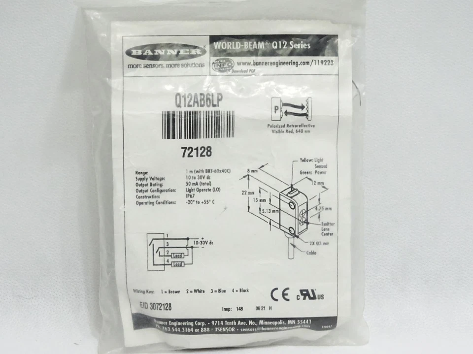 Banner Turck Q12AB6LP Photoelectric Sensor / Neu OVP - Bild 2 von 2