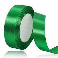 Green Solid Fabric Satin Ribbon 1 Inch x 25 Yards Gift Wrap Crafts Hair Bows