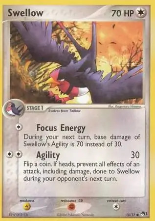 Swellow - 15/17 - Pokemon Pop Series 1 Non-Holo Card NM