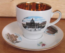 VINTAGE WINTERLING SCHWARZENBACH BAVARIA 24K GOLD PLATED CUP/SAUCER ROME TRAVEL