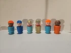 Vintage Fisher Price Little People Plastic Construction Workers Lot Of 6 Workers