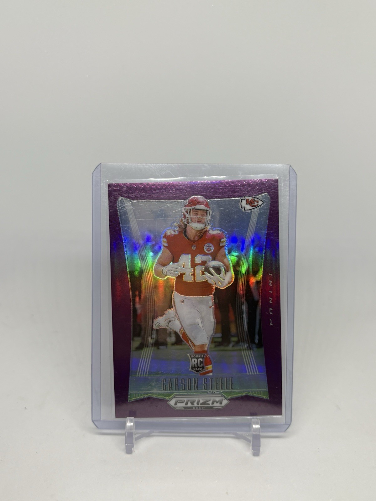 2024 Panini Prizm Deca Carson Steele Purple Prizm RC /99 (F81)