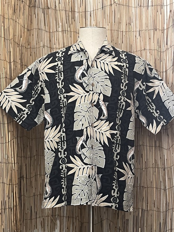 American Fishing Tackle Mens SS Button Up Hawaiian Shirt-Medium-100% Cotton 
