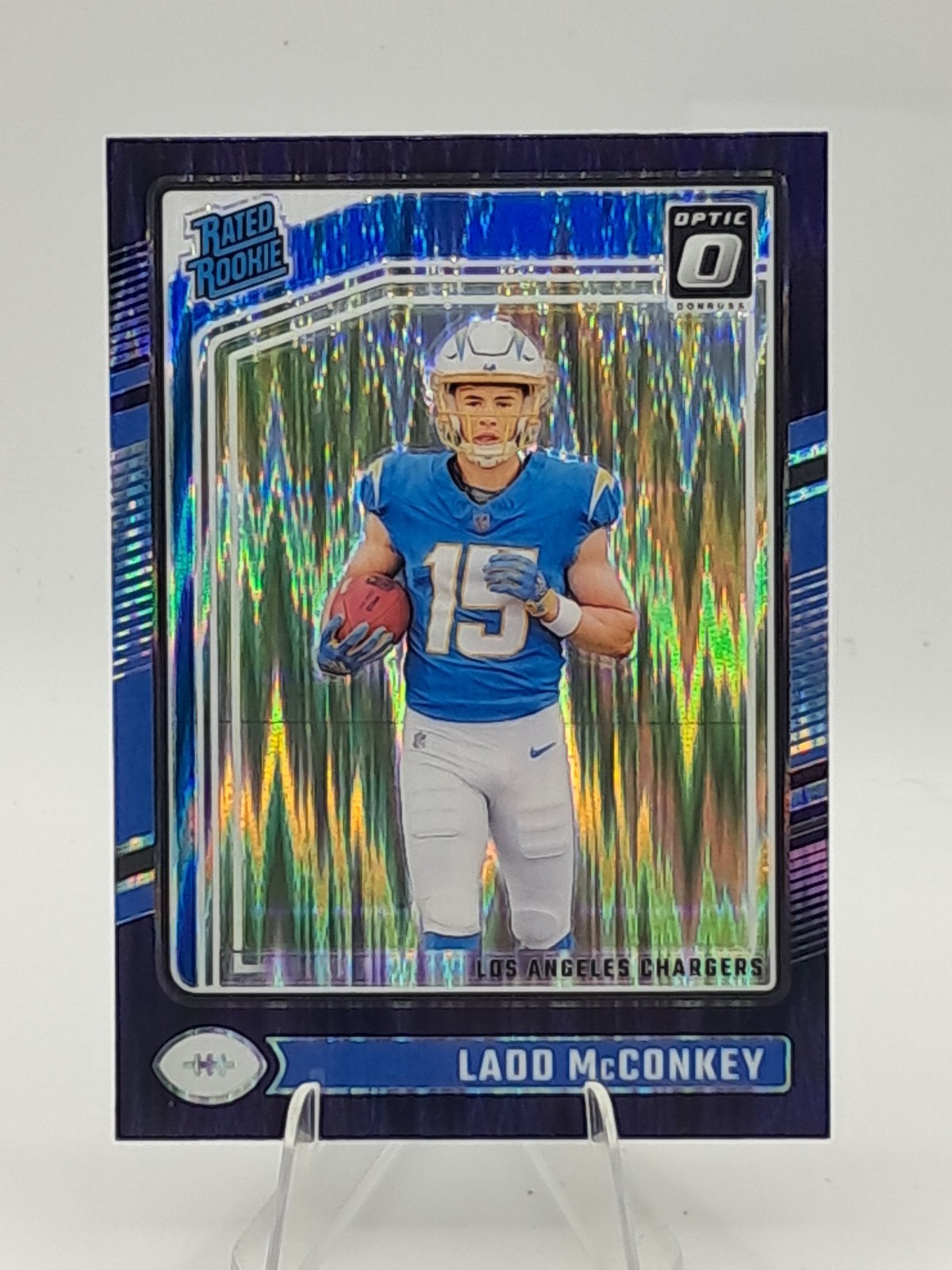2024 Panini Donruss Optic - Rated Rookie Ladd McConkey #266 Purple Shock (RC)