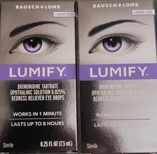 2 PK BAUSCH LOMB LUMIFY REDNESS RELIEVER EYE DROPS 7.5ml EA           