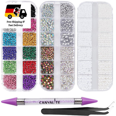 Rhinestones für Nägel 8000 Stück Crystal AB Perlen, Rund, Glas, Set Nagelkunst