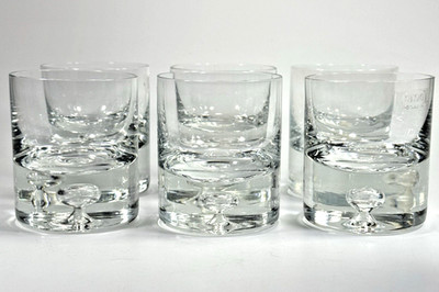 Krosno Poland Thick Bottom Controlled Bubble 6oz-3 1/4'' Whiskey Glasses Set of 6