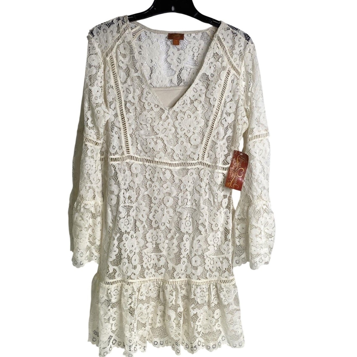 knee length dresses for ladies Boho Sunrise Chiffon Ruffle Mini Dress in Cream M / Cream main image 0