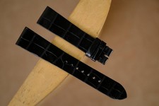 Handmade very thin black watch strap watch band size 19/16 or size 21 20 18... 