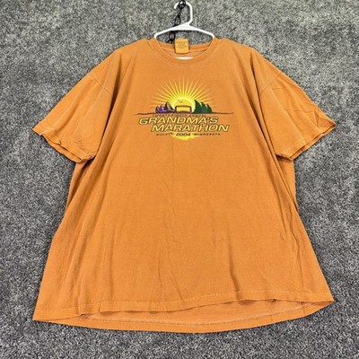 Vtg Authentic Pigment Shirt Mens XL Orange Grandma's Marathon 2004 Tee Duluth MN