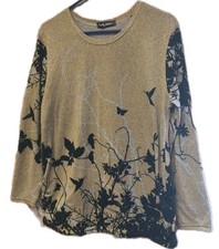 Vintage Fall Sweatshirt Size Large Birds Cottagecore Leaves Sweater USA Granny