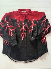 vintage 80s 90s brooks  dunn western shirt lightning bolts panhandle slim sz L
