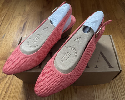Vivaia Tamia Slingback Wedge Pro, 7.5, Old Money Arch Support, Salmon Pink, Rare
