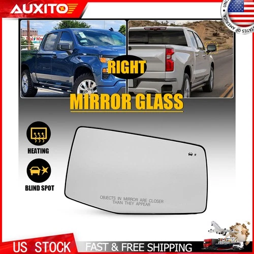 Passenger Side Heated Mirror Glass with Blind Spot for 2019-2025 GMC Sierra 1500