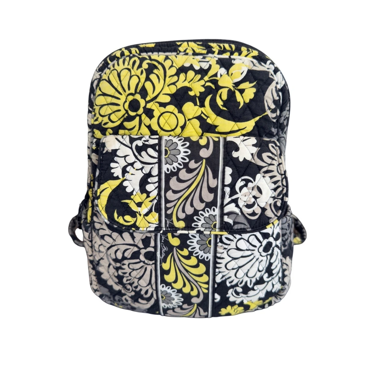 Vera‎ Bradley Baroque Large Laptop Backpack Yellow Black Floral Paisley Quilted Vera Bradley Baroque Floral Campus Backpack | Mercari main image 4