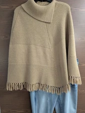 SIZE S/M ALEXANDRA BARTLETT Brown Sweater Shawl INVPV3838