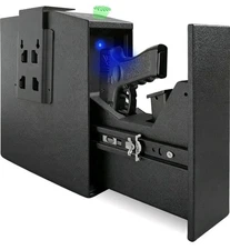 Biometric Handgun Safe with Auto-Slide Door 0.1s Access for Bedside Desk