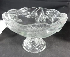 Nice Pressed Glass 8" Footed Bowl/Compote Pears & Leaves