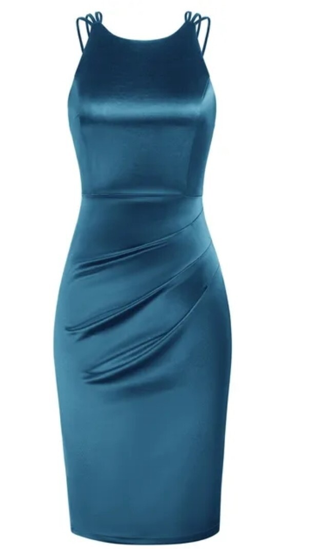 Grace Karin XL Blue Stretch Cocktail Dress New With Tags-image