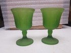Lot of 2 Olive Gree Pedistal Grape Goblets — photo 2