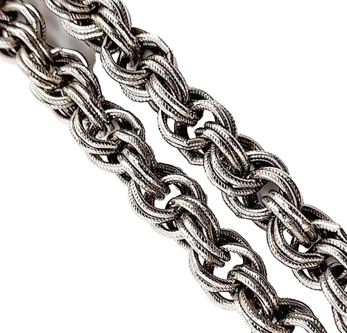 Vintage Judy Lee Silver Tone Necklace Heavy Chain Filigree Large Bead Lariat 32" - Picture 5 of 7