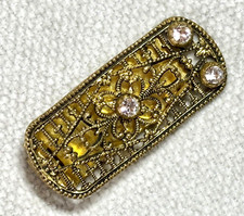 Antique Vintage LW Paris French Brass Dress Shoe Clip 1800s Filagree 2"