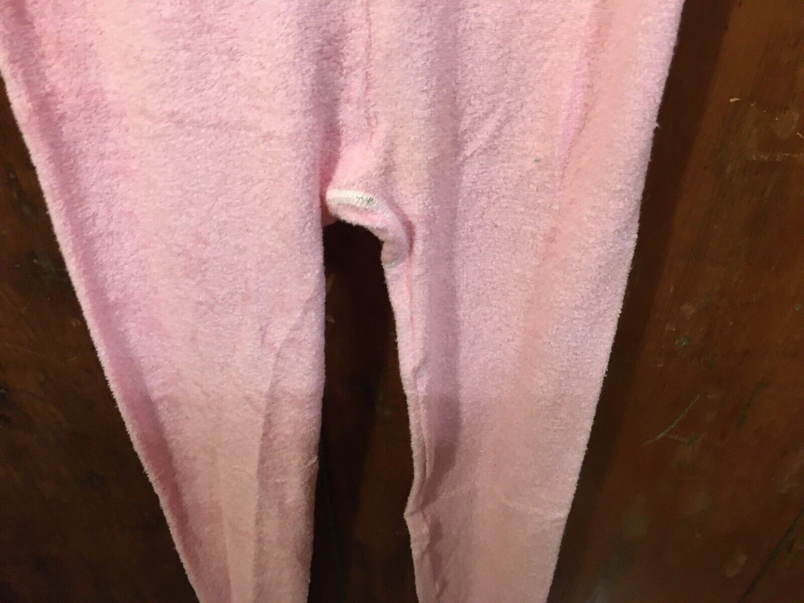 Vtg Lollipop Adult Small Footy Pajamas Pink Lace … - image 5