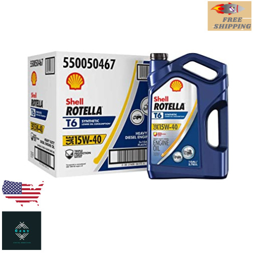 Shell Rotella T6 15W-40 Full Synthetic Engine Oil 1 Gallon Containers (3-Pack)