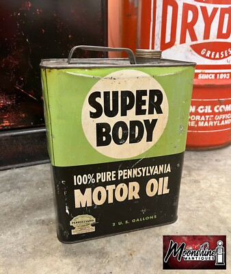 #ad #ad 1950#x27;s SUPER BODY Motor Oil Can 2 Gallon Gas amp; Oil $185.00