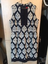 CH CAROLINA HERRERA LUXURY DRESS DRESS SILK TWO-TONE BLUE WHITE ZIP ORIGIN