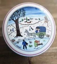 Villeroy Boch Naif Candy Dish Christmas Porcelain Box Round Bowl  Luxembourg W2