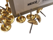 50 SOLID NON RUST 16mm Diameter BRASS HEAD UPHOLSTERY DOME NAILS - Steel shank