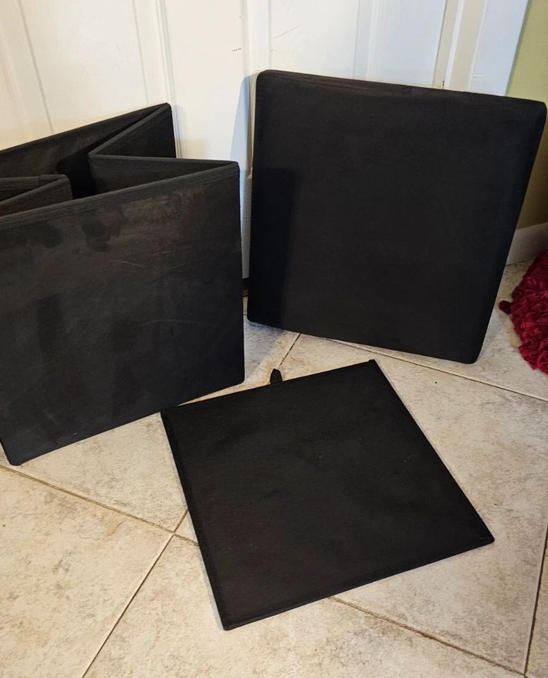 The Big One Collapsible Foldable Storage Ottoman w/ Removable Lid - Black Suede - Image 3 of 4