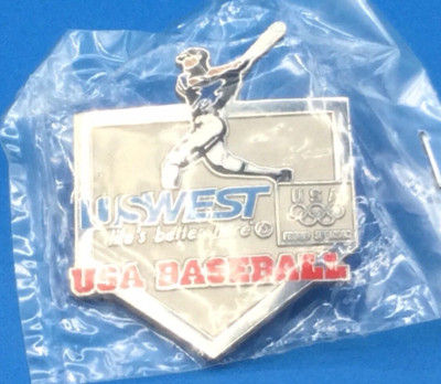 US West Life's Better Here Olympic USA Baseball Collectible Pin NEW Free Ship!