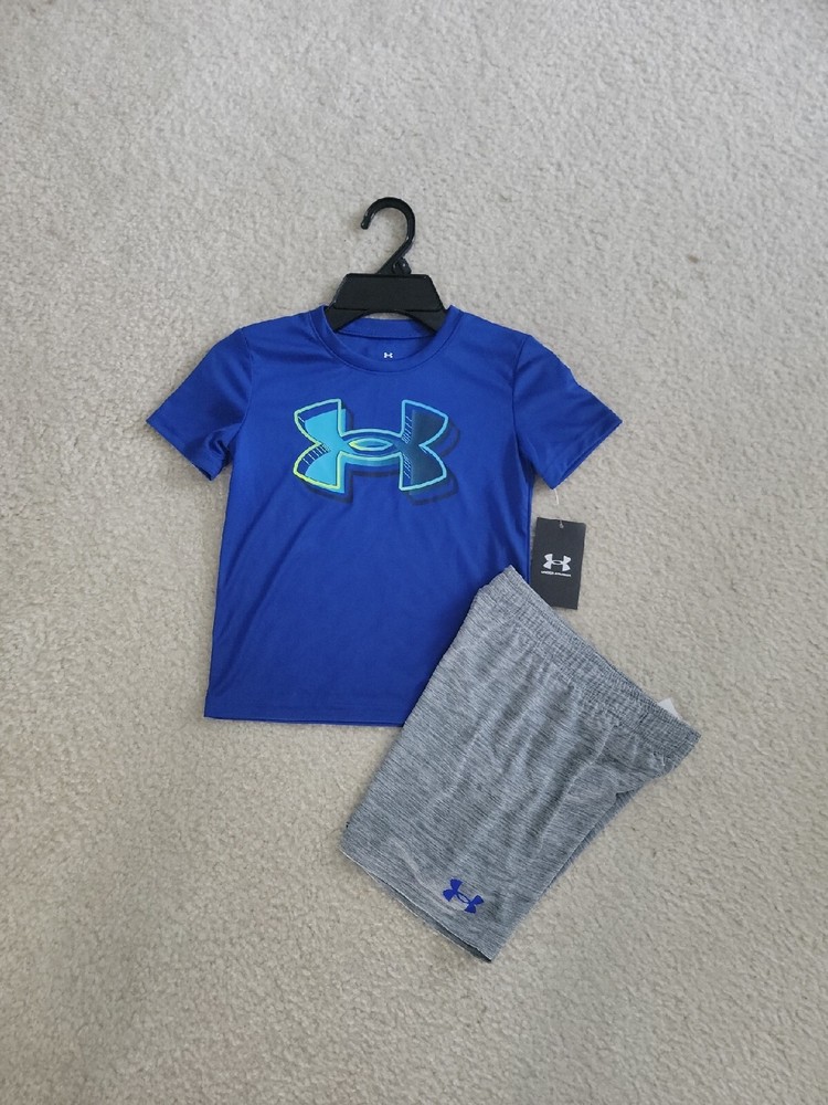 Under Armour Kids Boys 2-Piece Blue Grey Athletic Set Size 4