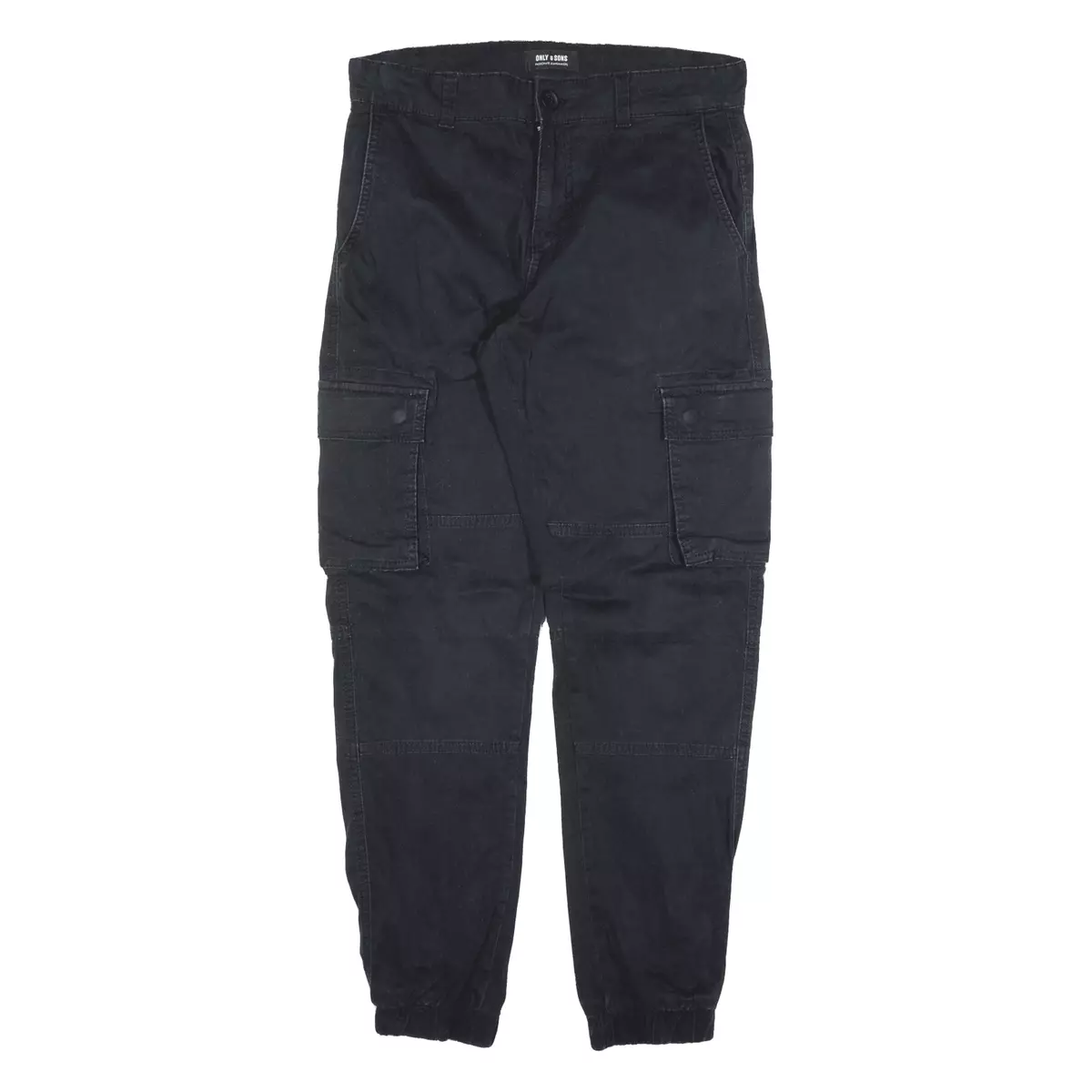 ONLY SONS Cargo Trousers Black Slim Tapered Mens W28 L29 eBay