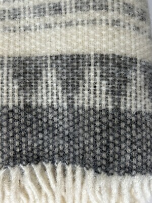 Klippan Wool Throw Blanket Freja Gray Ivory NEW Lambs wool 51'' x 79'' Pristine