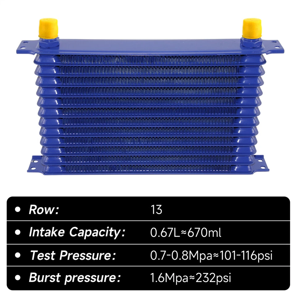 Enfriador de aceite universal de aluminio 13"x8" transmisión del motor 13 filas AN10 Foto 3 de 4