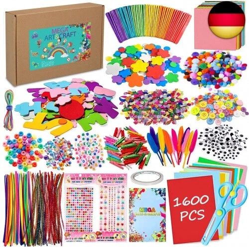 LPAOIS Bastelset Kinder 1600+Pcs Kunst und DIY Handwerk für Kinder,