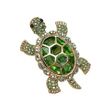 Cute Turtle Brooch Pin Crystal Rhinestones Green Marine Animals Lovely Lapel ...